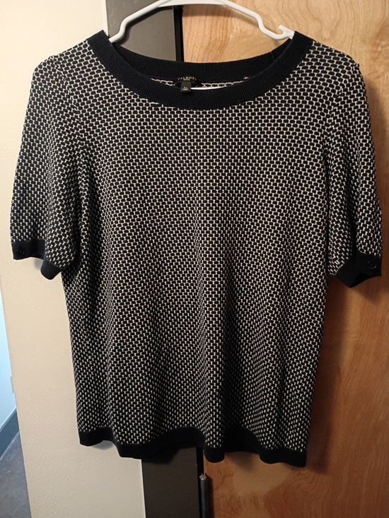 Talbots Tops - Talbots Dark Blue & White Short-Sleeve Top